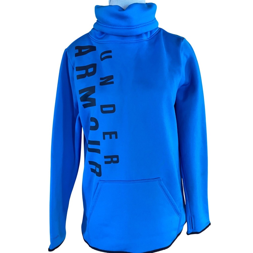 Under Armour ColdGear Women's Funnel Neck Hoodie Blue Loose Fit Sweatshirt M